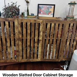 Wooden Slatted Door Cabinet Storage