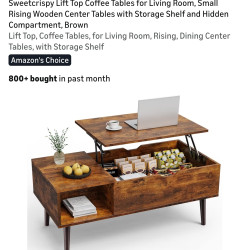Sweetcrispy, Lift Top Coffee Tables, Brown.